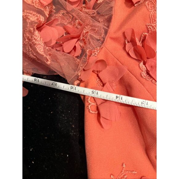 HELSI Sidney Long Sleeve Floral Minidress in Coral Cocktail Party Size XS NWT - Picture 7 of 8